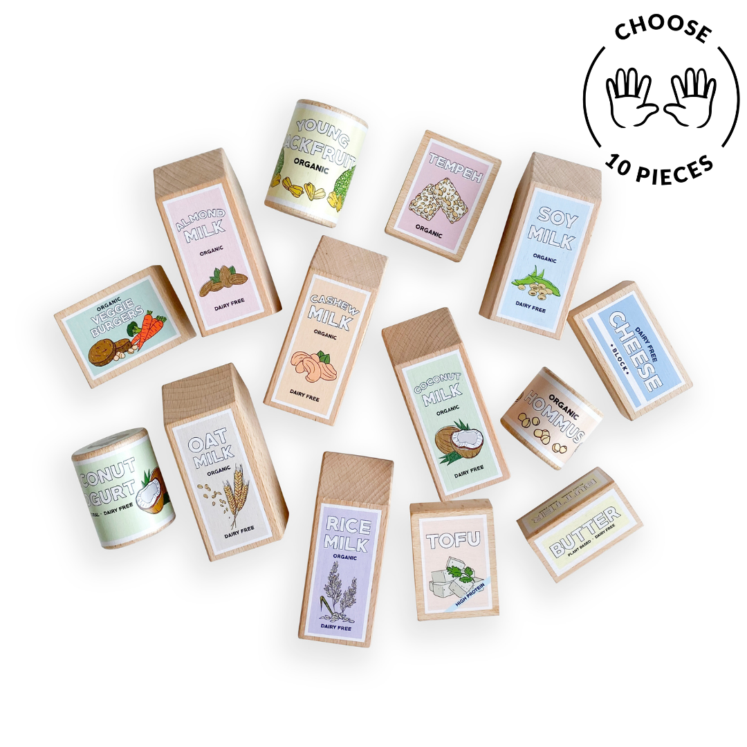 10 Piece PICK & MIX Wooden Vegan Play Food Set