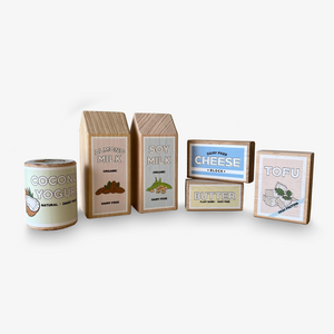 Original Vegan Wooden Play Food Set (Almond + Soy Milk)