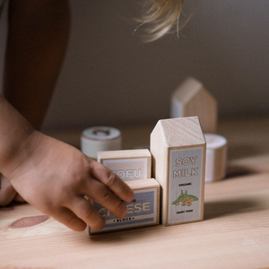 Original Vegan Wooden Play Food Set (Almond + Soy Milk)
